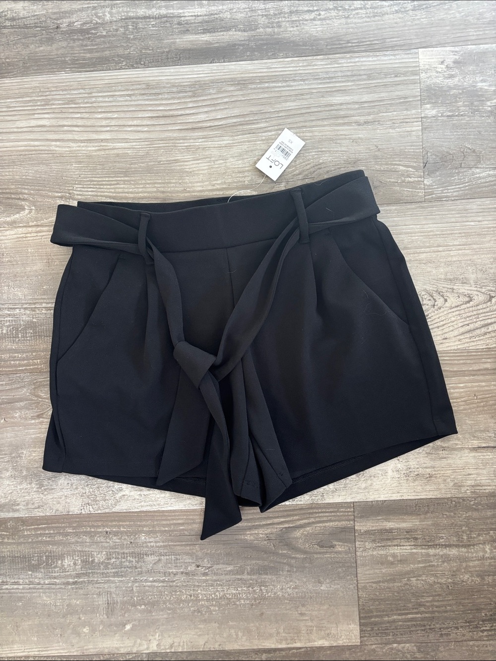 LOFT Black High-Waist Tie Front Shorts